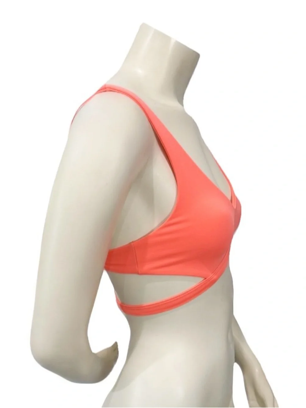 L*Space XS Neon Coral Strappy Cutout Bikini Top Swimwear